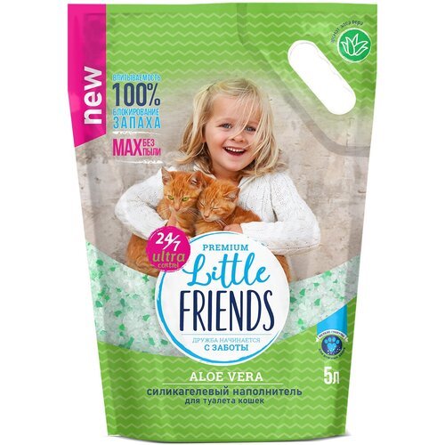 Little Friends 5 л Aloe Vera силикагелевый наполнитель для кошачьих туалетов п/м пакет 3 шт