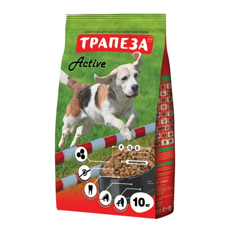 ТРАПЕЗА Трапеза Active сухой корм для собак с высокой активностью, с яблоком и розмарином - 10 кг