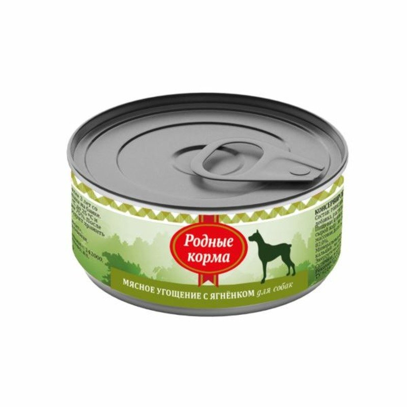 Родные корма Мясное угощение влажный корм для собак, фарш из ягненка, в консервах - 100 г