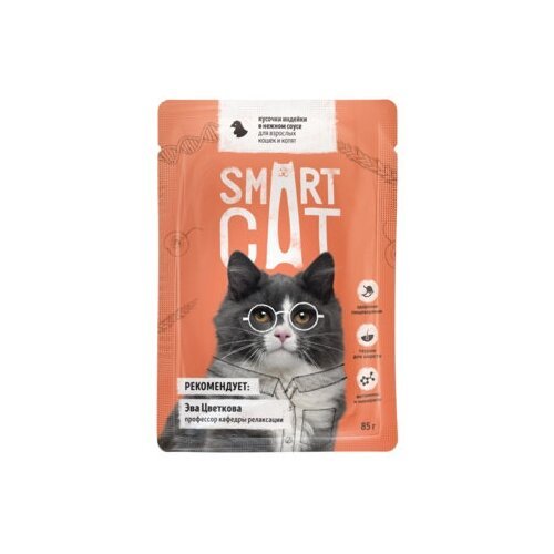 Smart Cat паучи Паучи для взрослых кошек и котят кусочки индейки в нежном соусе 0,085 кг 37041 (37 шт)