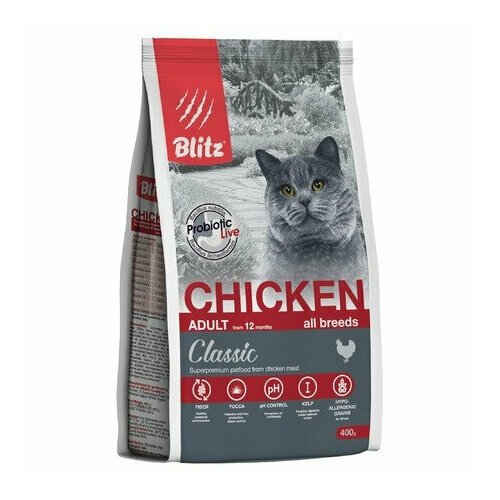 Корм сухой BLITZ Adult Cats Chicken для взрослых кошек с курицей, 400 г