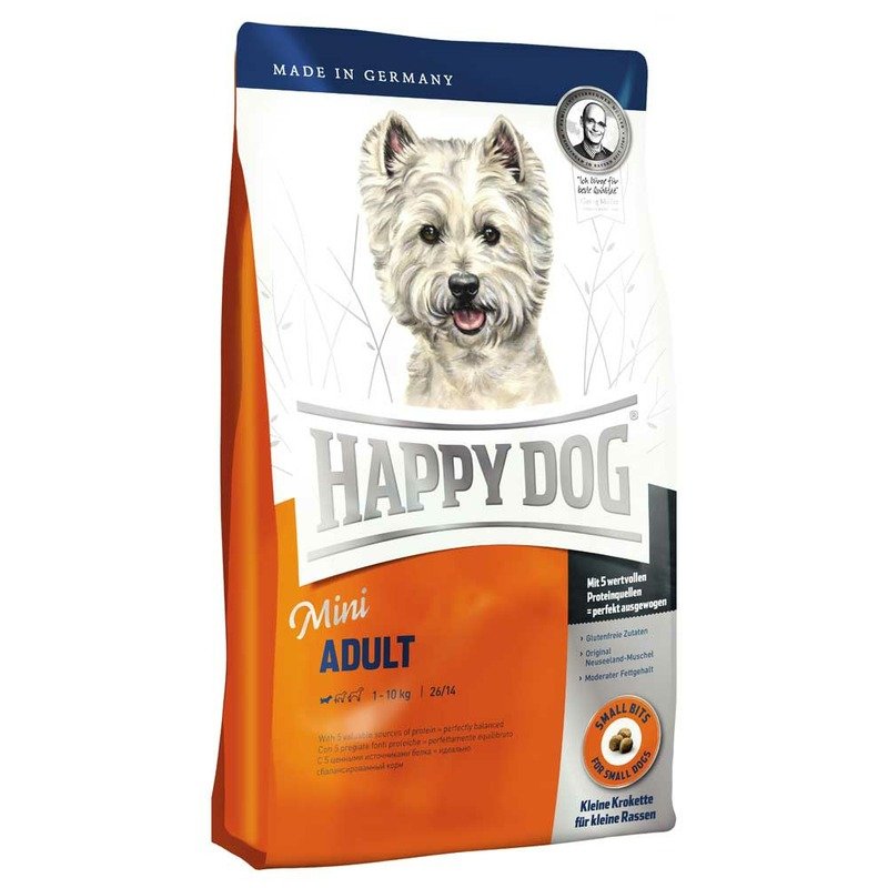 HAPPY DOG Сухой корм Happy Dog Supreme Fit & Well Adult Mini для взрослых собак мелких пород с птицей и лососем