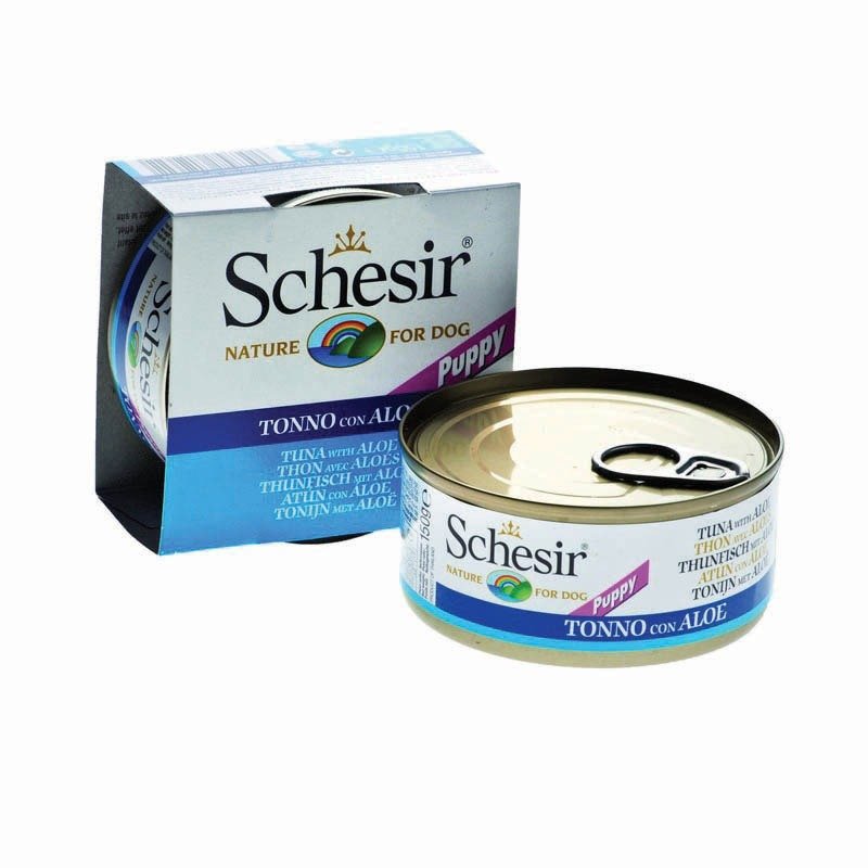 Schesir Schesir влажный корм для щенков, с тунцом и алое, кусочки в бульоне, в консервах - 150 г