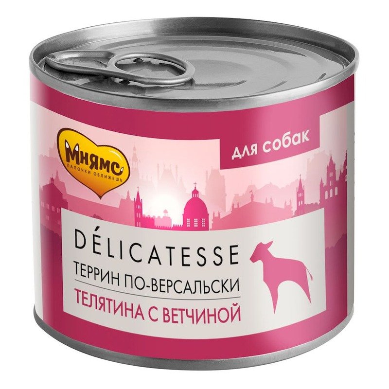 Мнямс Delicatesse \'Террин по-версальски\' влажный корм для собак паштет из телятины с ветчиной, в консервах - 200 г х 12 шт