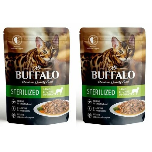 Mr.Buffalo Корм влажный Sterilized для стерилизованных котов и кошек ягненок в соусе, 85 гр, 2 уп.