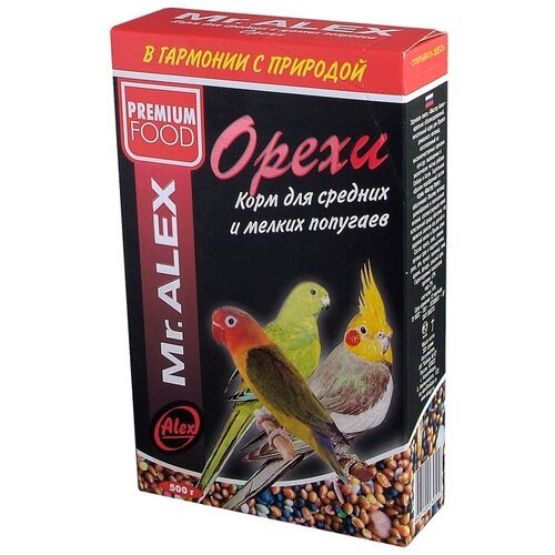 Mr. ALEX корм Орехи для средних и мелких попугаев, 500 г