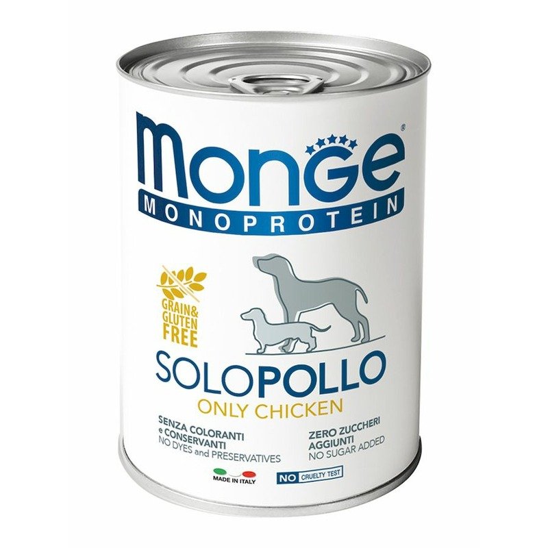 Monge Dog Monoprotein Solo полнорационный влажный корм для собак, беззерновой, паштет с курицей, в консервах - 400 г