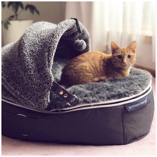 Мягкая лежанка домик для кошек Pet Lounge, Dark Grey (Hoodie), со съемным чехлом, размер S - 50х60 см