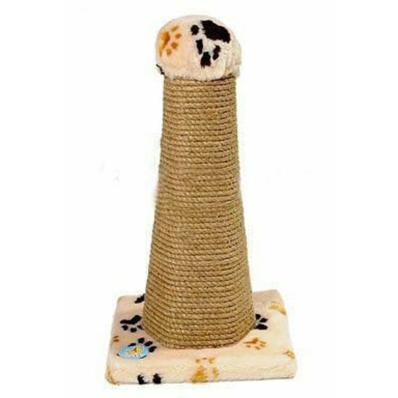 Зооник Зооник когтеточка-столб на подставке шестигранная с веревкой из пеньки, размер: 34*34*55 см, цвета в ассортименте