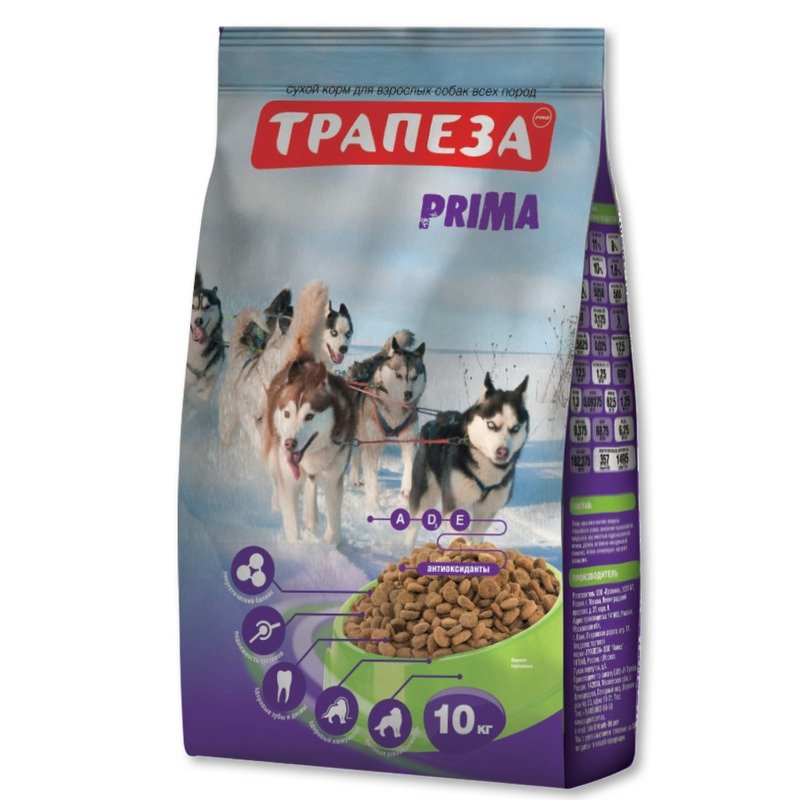 Трапеза Prima сухой корм для собак с высокой активностью, с говядиной - 10 кг