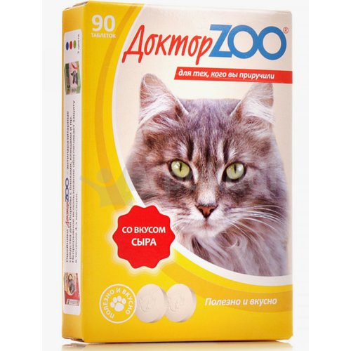 Мультивитаминное лакомство для кошек Доктор ZOO cо вкусом сыра, 90 шт