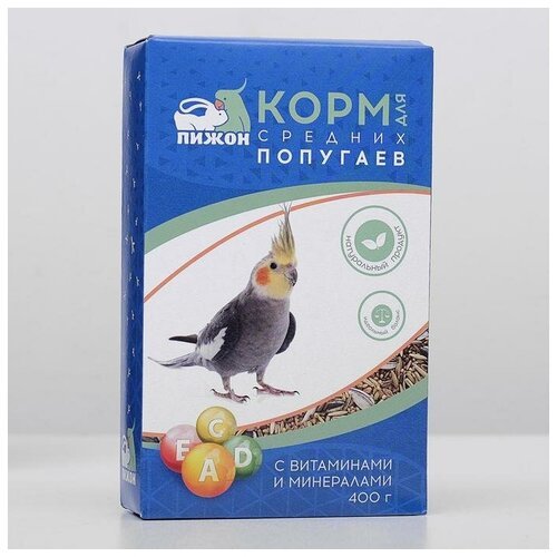 Корм 'Пижон' для средних попугаев, с витаминами и минералами, 400 г