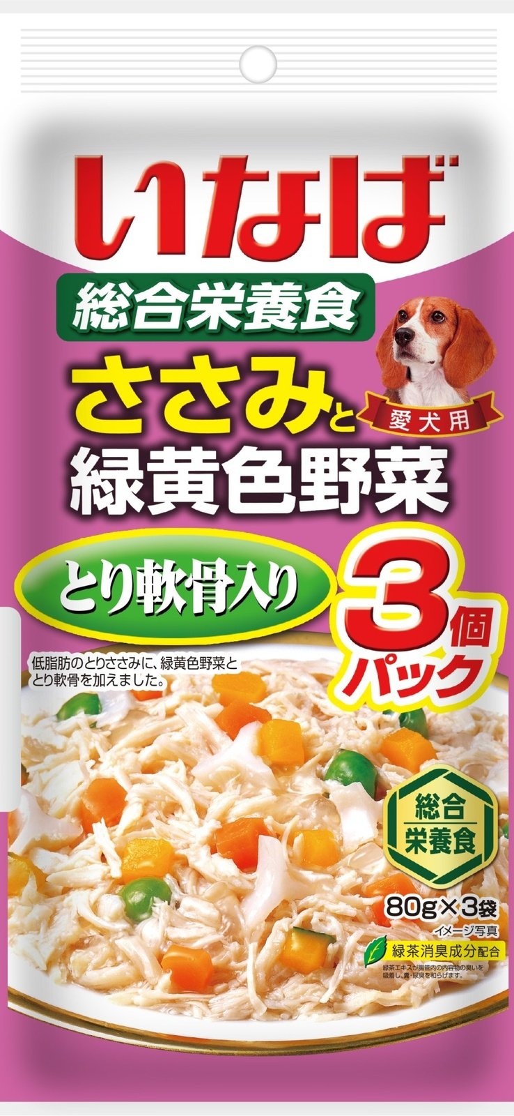 Inaba Inaba паучи Куриное филе с овощами и куриными хрящами для собак, 3 шт (240 г)