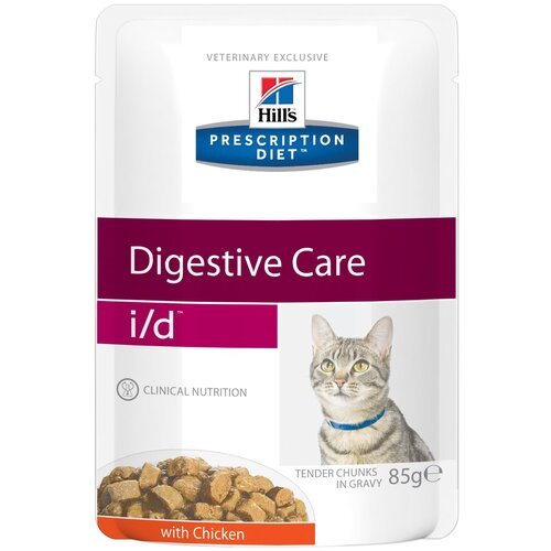 Влажный корм для кошек Hill's Prescription Diet i/d Digestive Care при расстройствах пищеварения, жкт, с курицей 2 шт. х 85 г (кусочки в соусе)