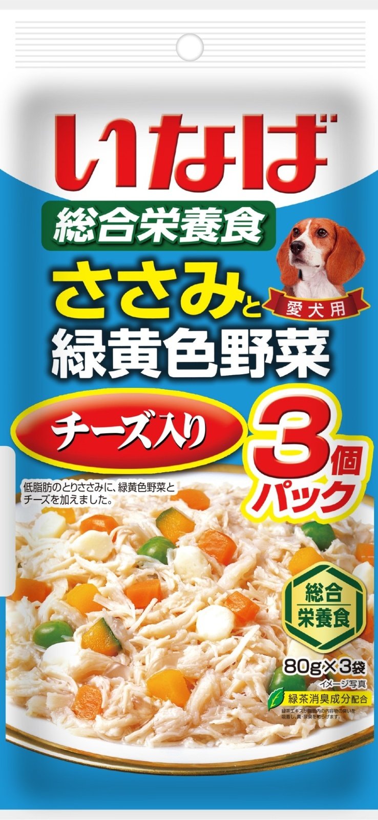 Inaba Inaba паучи Куриное филе с овощами и сыром для собак, 3 шт (240 г)