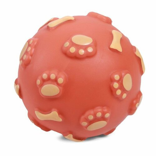 Triol: Игрушка для собак, из цельнолитой резины, Мяч с лапками и косточками, со звуком, d=75 мм