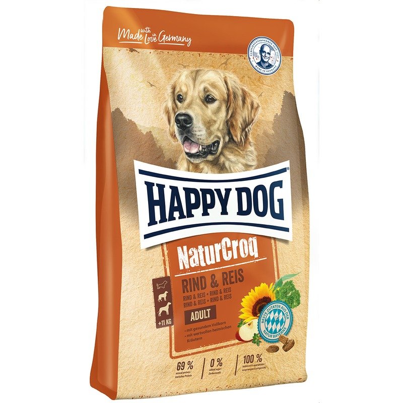 HAPPY DOG Happy Dog Premium NaturCroq Rind & Reis полнорационный сухой корм для собак, с говядиной и рисом - 4 кг