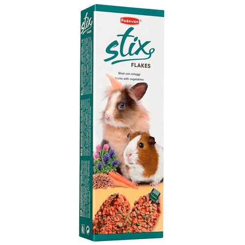 Лакомство Padovan STIX FLAKES coniglietti палочки овощные для кроликов и морских свинок (100г)