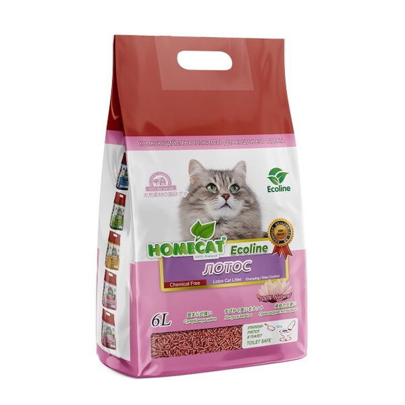 Homecat Ecoline Лотос комкующийся наполнитель с ароматом лотоса - 6 л