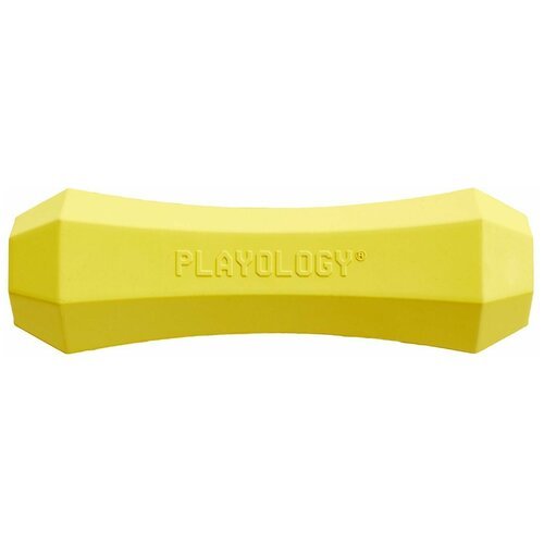 Игрушка Playology SQUEAKY CHEW STICK для собак, хрустящая жевательная палочка с ароматом курицы, средняя, желтый