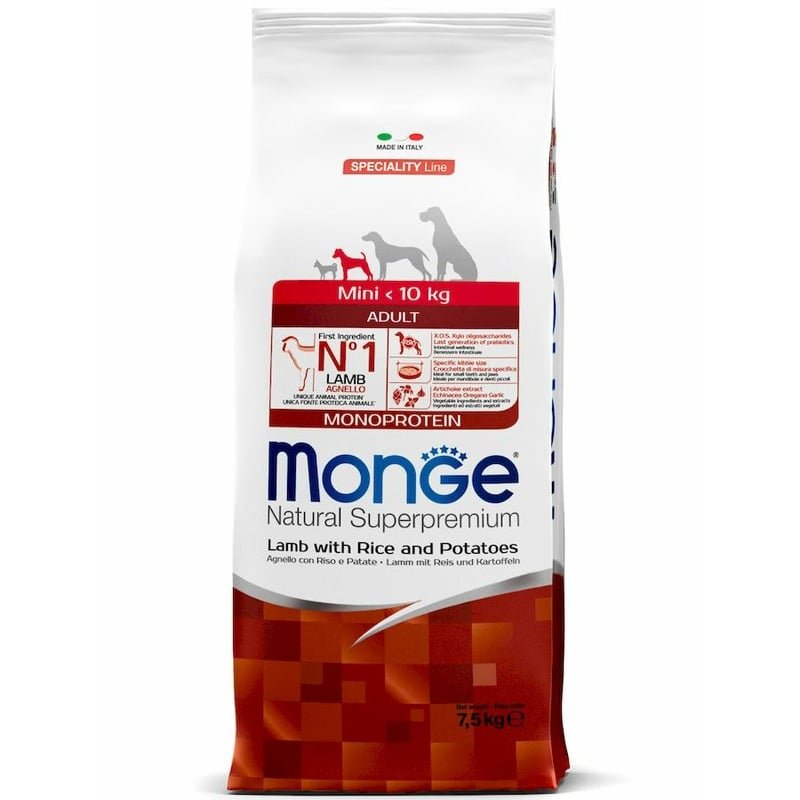 Monge Dog Speciality Line Monoprotein Mini полнорационный сухой корм для собак мелких пород, с ягненком, рисом и картофелем