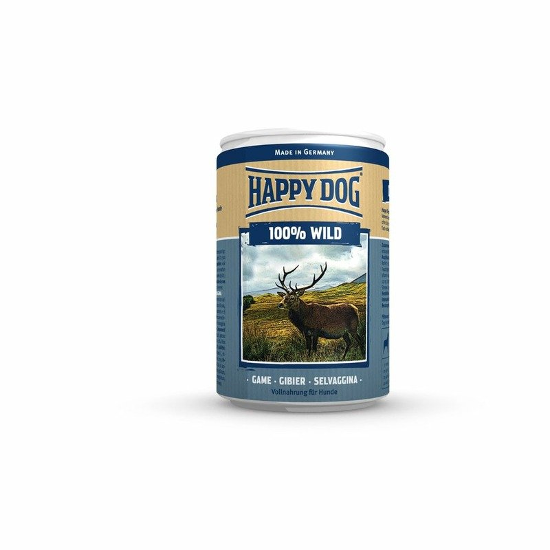 HAPPY DOG Влажный корм Happy Dog 100% Wild для собак при аллергии и проблемах с пищеварением с дичью - 400 г