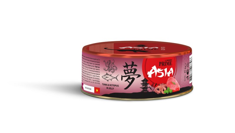 Prime Asia Prime Asia консервы для кошек Тунец с осьминогом в желе (24 шт)