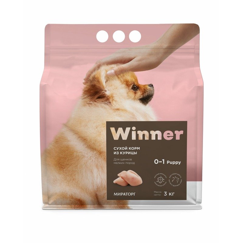 Winner Сухой корм Мираторг для щенков мелких пород с курицей - 3 кг