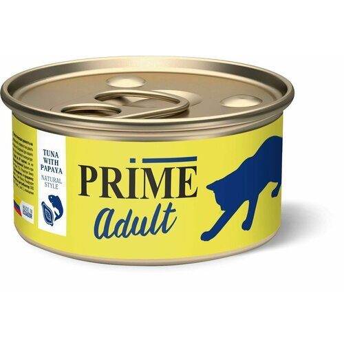 Prime влажный корм для кошек, тунец с папайей в собственном соку (12шт в уп) 85 гр