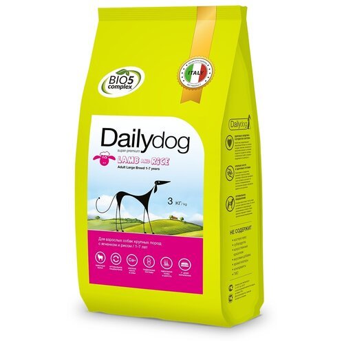 Сухой корм для собак DailyDog ягненок, с рисом 1 уп. х 1 шт. х 3 кг (для крупных пород)