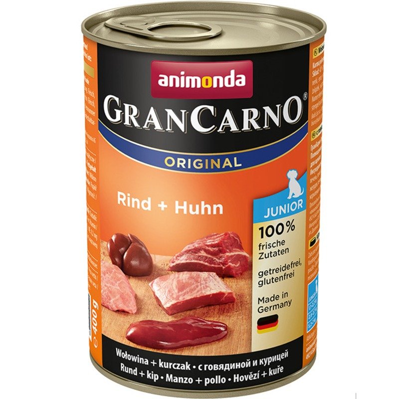 Animonda Animonda Gran Carno Original Junior влажный корм для щенков и юниоров, тушенка с говядиной и курицей, в консервах - 400 г