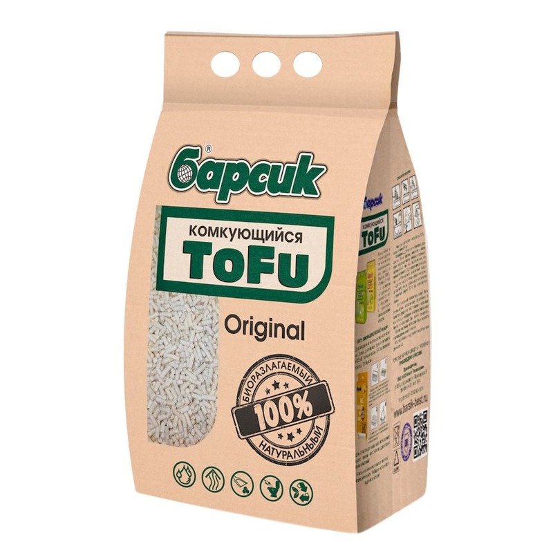 Барсик наполнитель ToFu Original комкующийся для взрослых кошек - 4,54 л