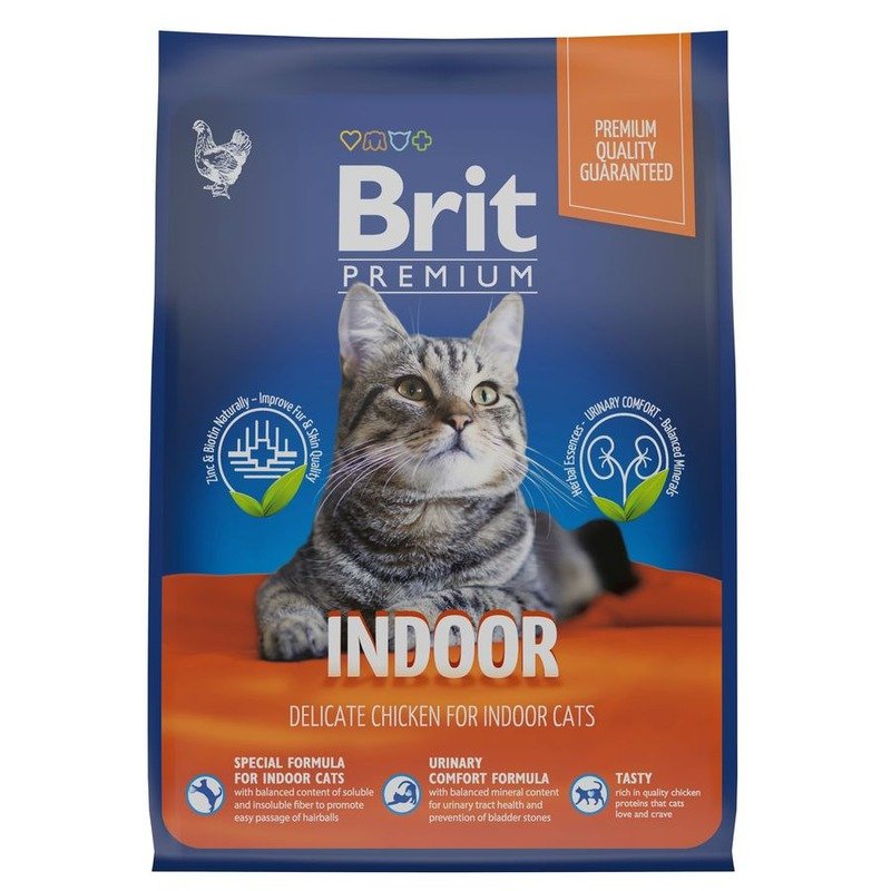 Brit Premium Cat Indoor полнорационный сухой корм для кошек домашнего содержания, с курицей