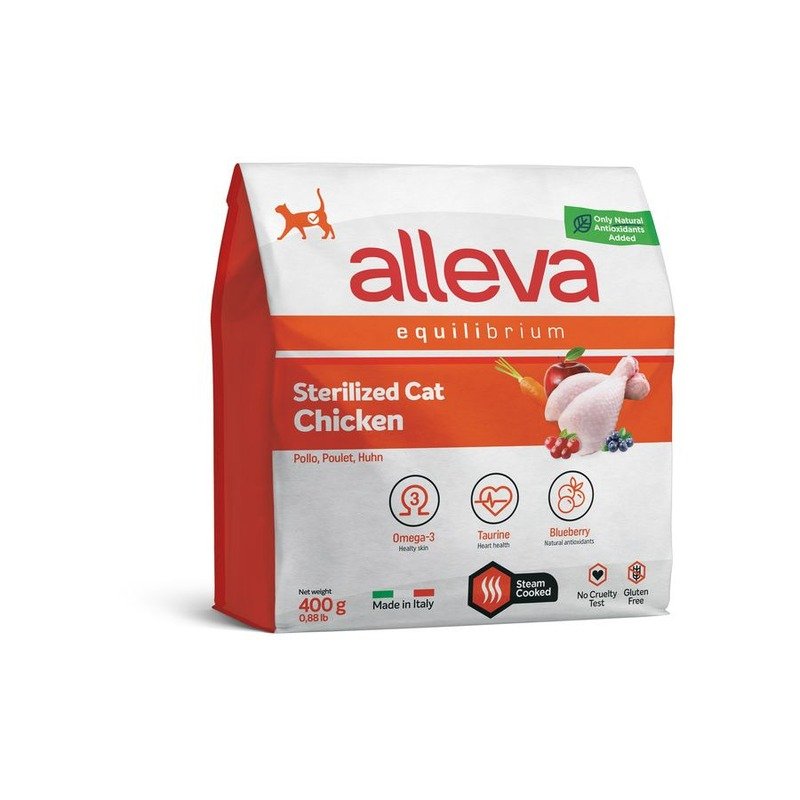 Alleva Equilibrium Adult Cat Sterilized Chicken сухой корм для взрослых стерилизованных кошек и кастрированных котов, с КУРИЦЕЙ - 400 г