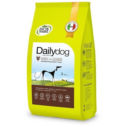 корм для собак DailyDog оленина, с кукурузой 1 уп. х 1 шт. х 3 кг