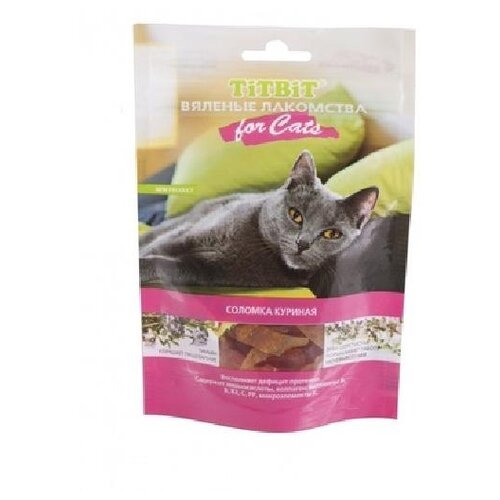 TiTBiT Вяленые лакомства для кошек Соломка куриная 0,05 кг 24847 (10 шт)