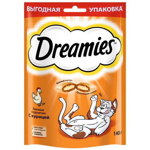 Лакомство для кошек Dreamies подушечки с курицей