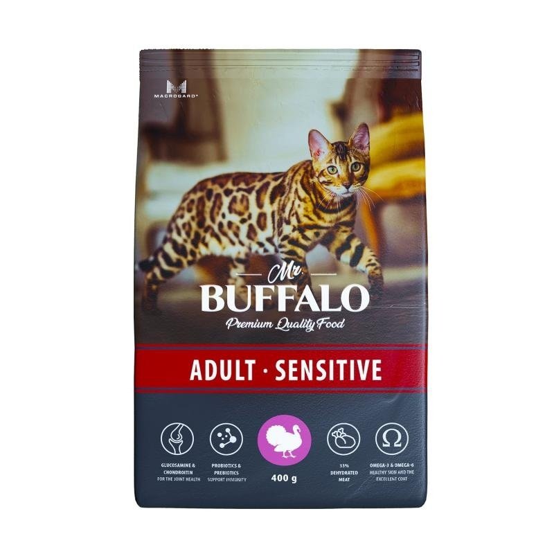 Mr.Buffalo Mr.Buffalo сухой корм с индейкой для взрослых котов и кошек с чувствительным пищеварением (10 кг)