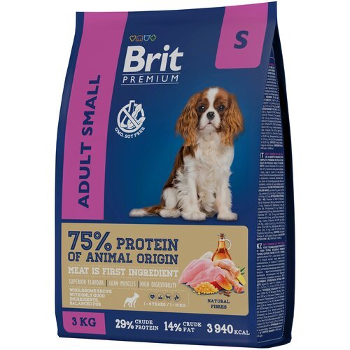 Сухой корм для взрослых собак Brit Premium, курица 1 уп. х 1 шт. х 3 кг
