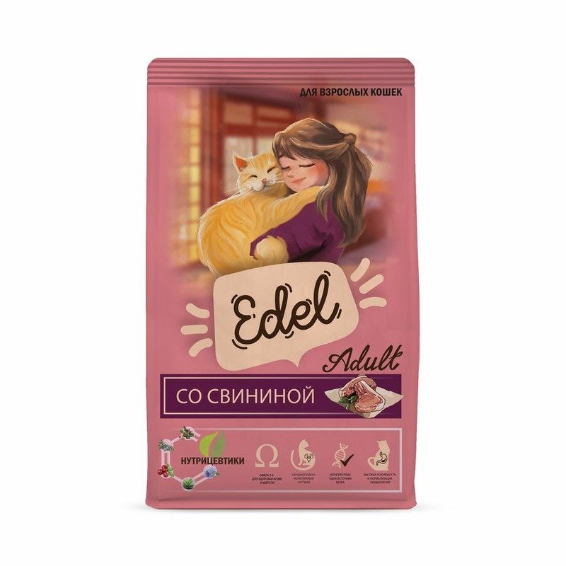 Edel Adult Pork сухой корм для взрослых кошек, со свининой - 10 кг