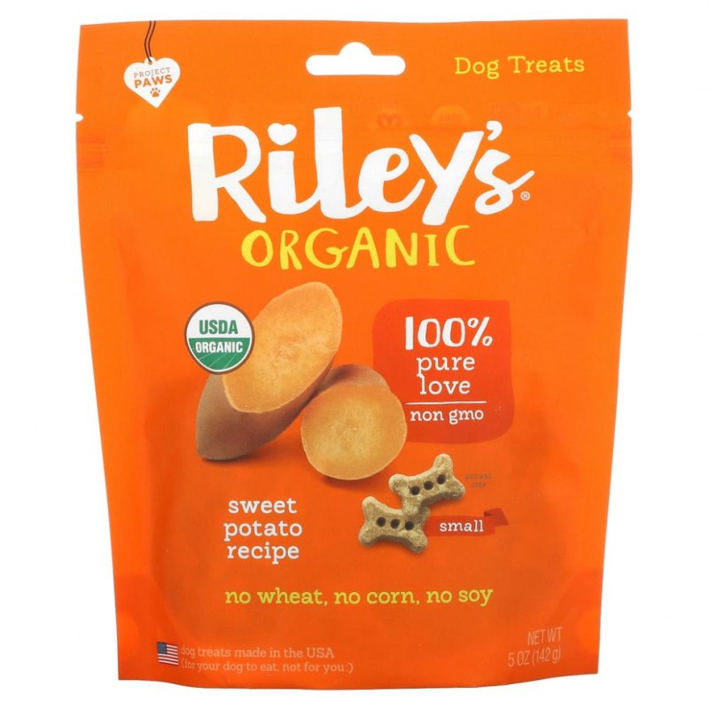 Riley’s Organics, лакомства для собак, маленькая косточка, рецепт с бататом, 142 г (5 унций)