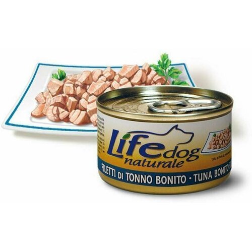 Влажный консервированный корм Life Dog для собак, кусочки тунца в соусе, 90гр, 6 шт