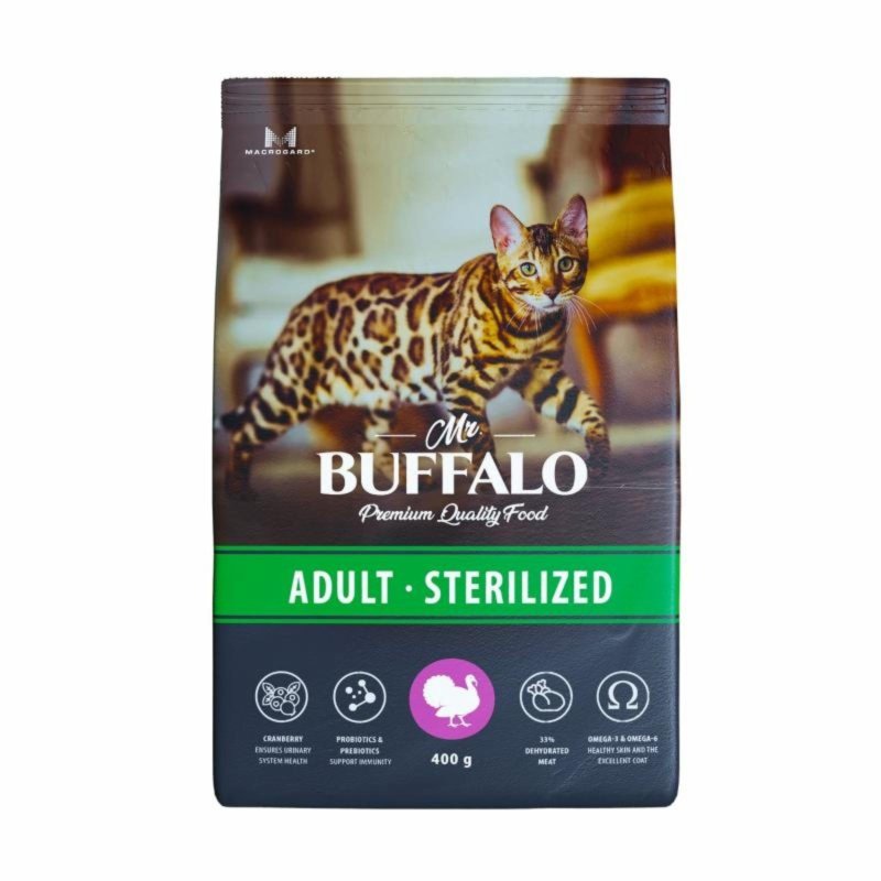 Mr.Buffalo Mr.Buffalo сухой корм с индейкой для стерилизованных котов и кошек (1.8 кг)