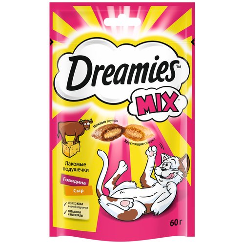 Лакомство для кошек  Dreamies Подушечки Mix, 60 г сыр