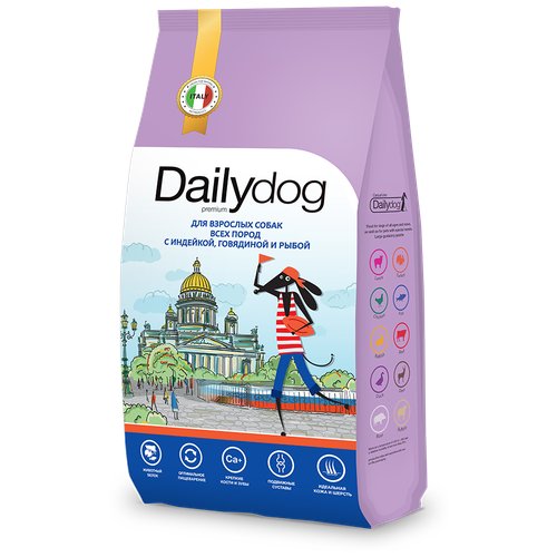 Сухой корм Dailydog casual для взрослых собак всех пород с индейкой, говядиной и рыбой - 20кг