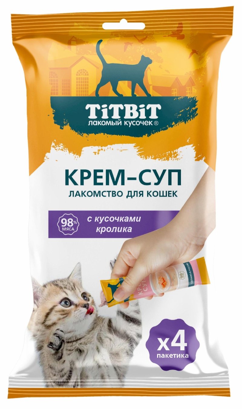 TiTBiT TiTBiT крем-суп для кошек с кусочками кролика (10 г х 4 упак) (40 г)