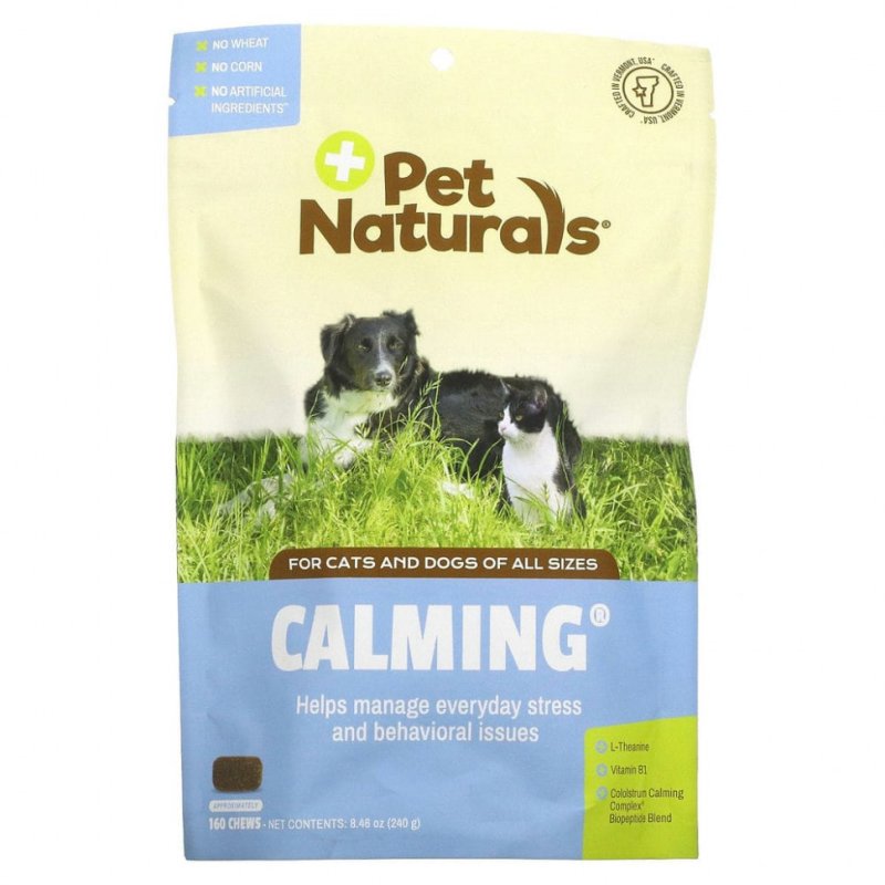 Pet Naturals of Vermont, добавка для собак и кошек, с успокаивающим эффектом, 160 жевательных таблеток, 240 г (8,46 унции)