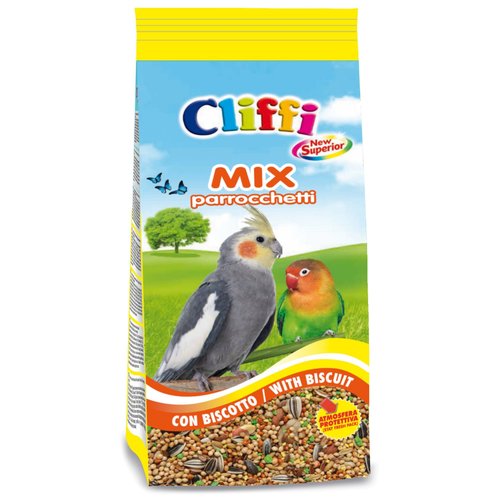 Cliffi корм New Superior Mix Parrocchetti с бисквитом для длиннохвостых попугаев, 1кг