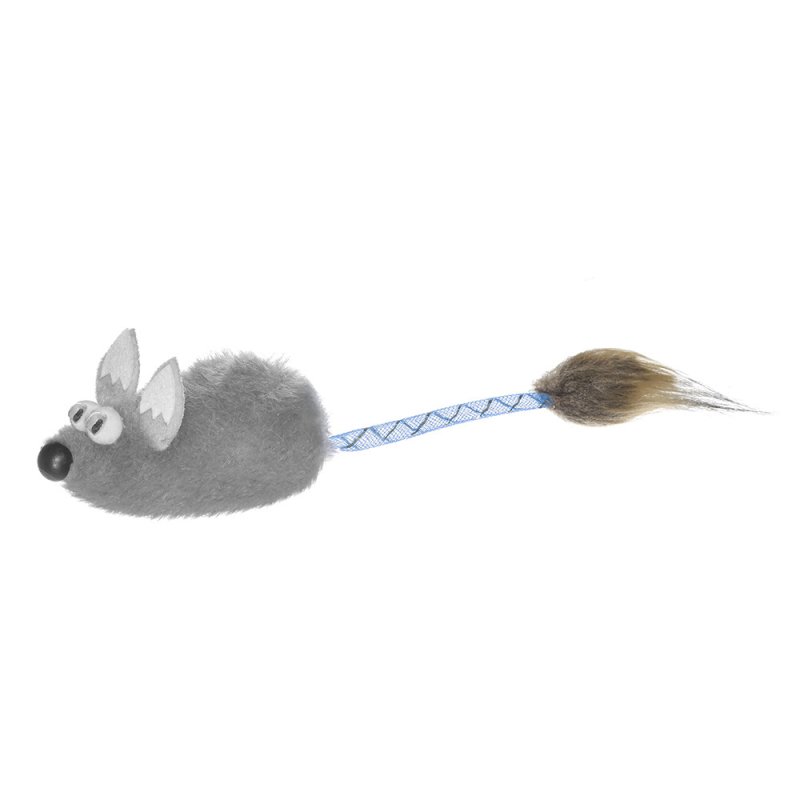 PetshopRu PetshopRu игрушка для кошек 'Мышка с меховой кисточкой', серая (10 г)