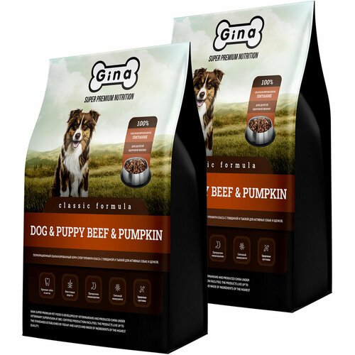 GINA CLASSIC DOG & PUPPY BEEF & PUMPKIN для собак и щенков с говядиной и тыквой (1 + 1 кг)